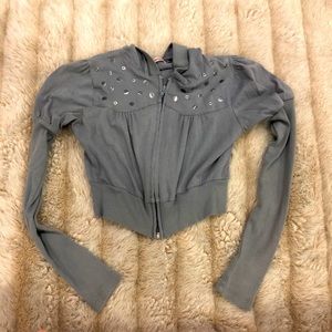 Princess Sleeve Grey Crop Top Sweater